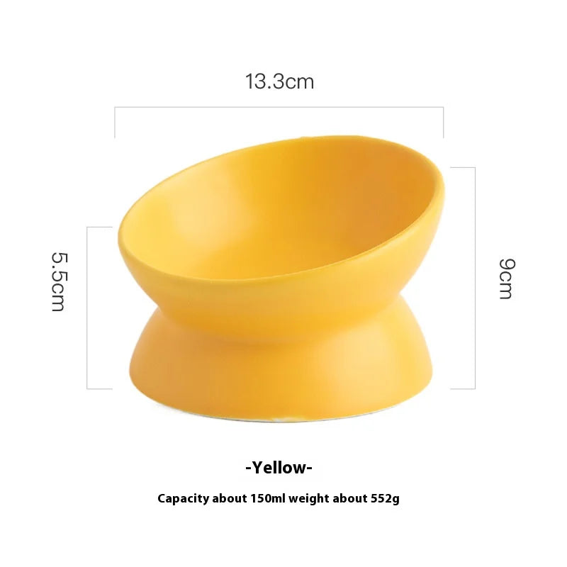 Ceramic bowl, cat bowl, dog bowl, pet bowl, slanted mouth, high foot protection, cervical spine, dog, cat, food bowl, pet suppli