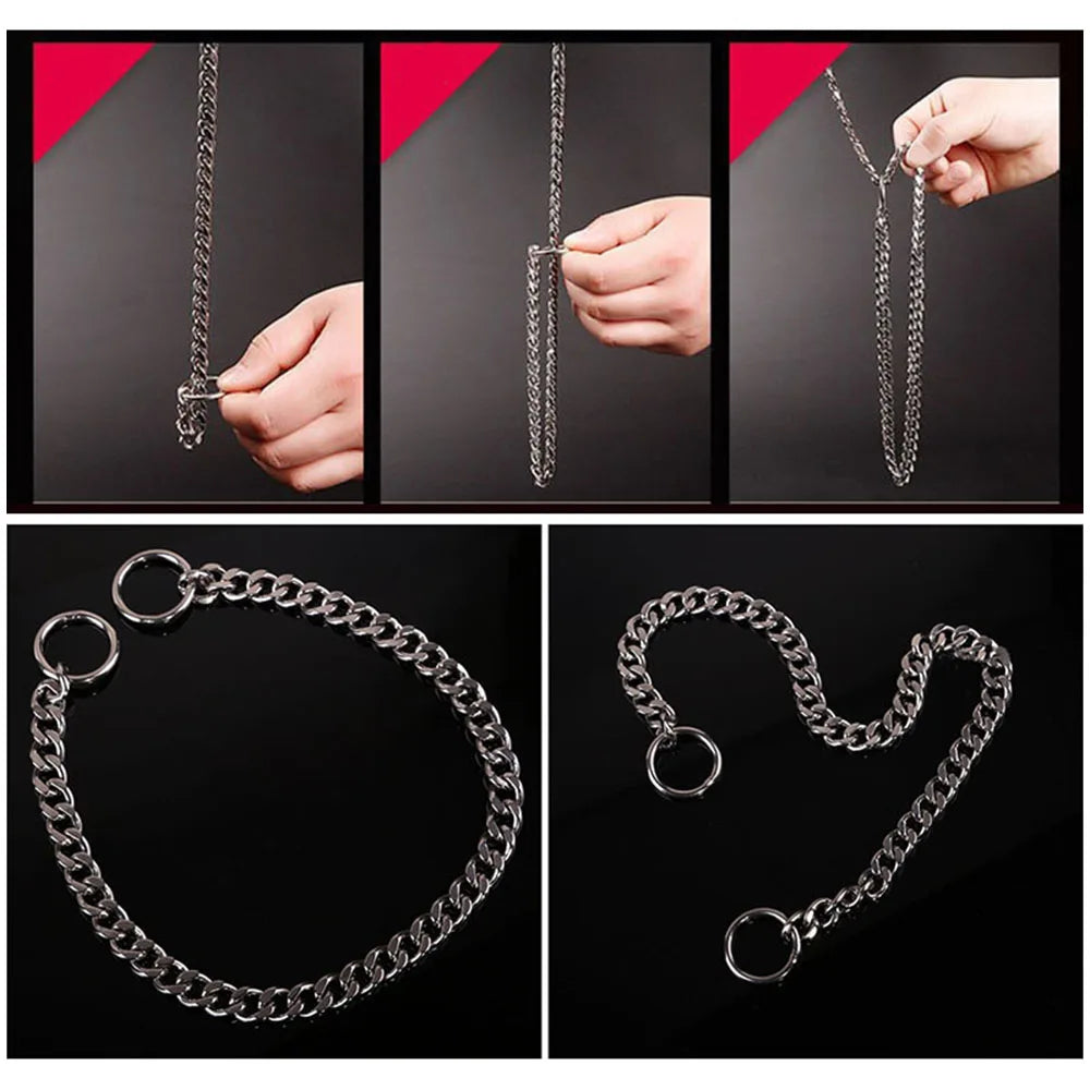 Dog Collar Slip Chains for Dogs Smooth Flat Stainless Steel Choke Chain Collar for Training Small Medium Large Dogs Pet Products