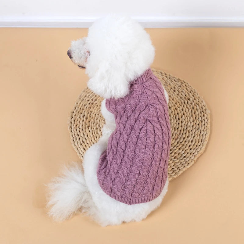 Teddy Bear Small Dog Clothes Solid Color Warm Winter Sweaters for Cats Lightweight Knitting Vest Leisure Outdoor Pet Overalls