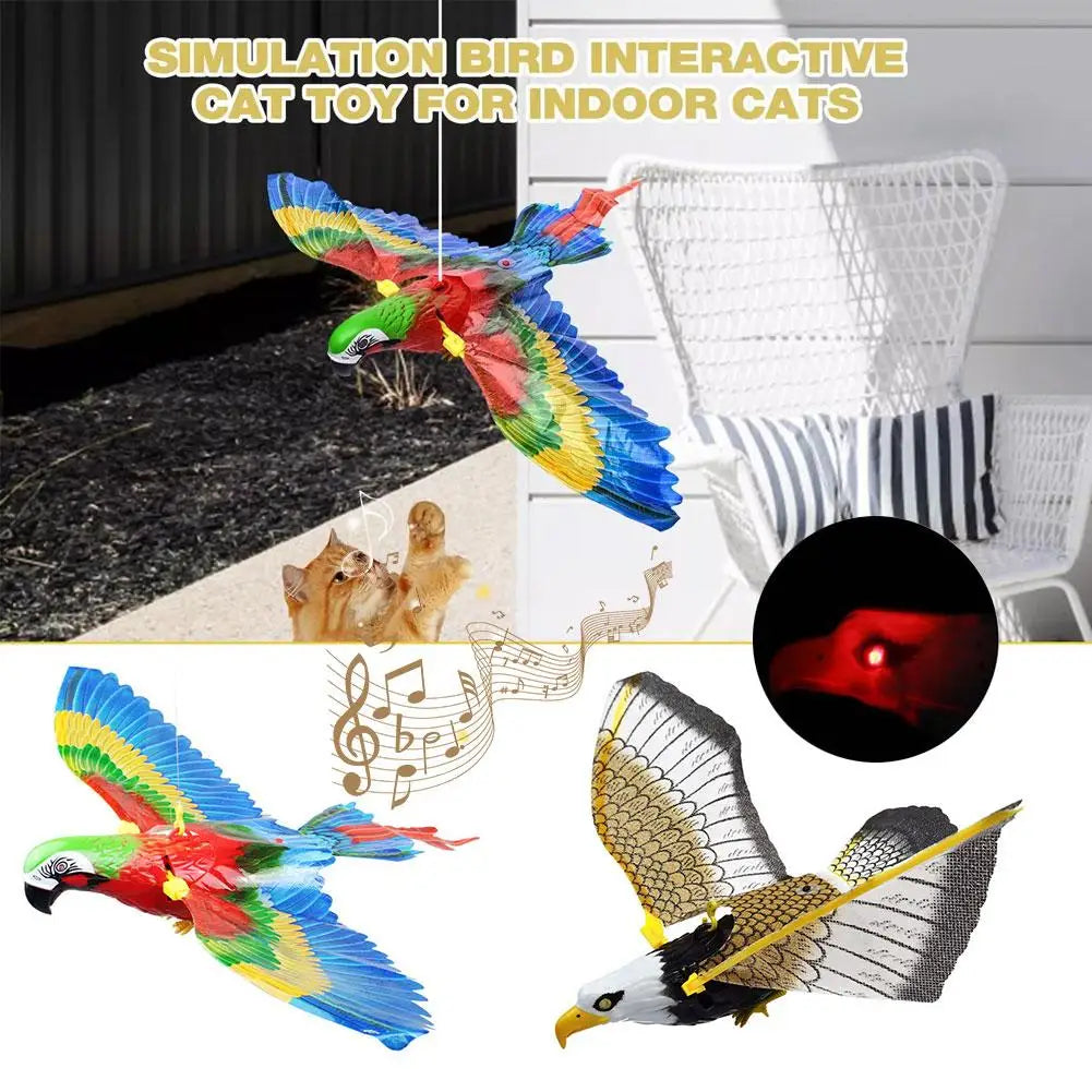 Interactive Cat Toy Can Fly And Call Electric Eagle Simulation Simulation Chirps Birds Interactive Slaps Cat Bird Light Toy V7C2