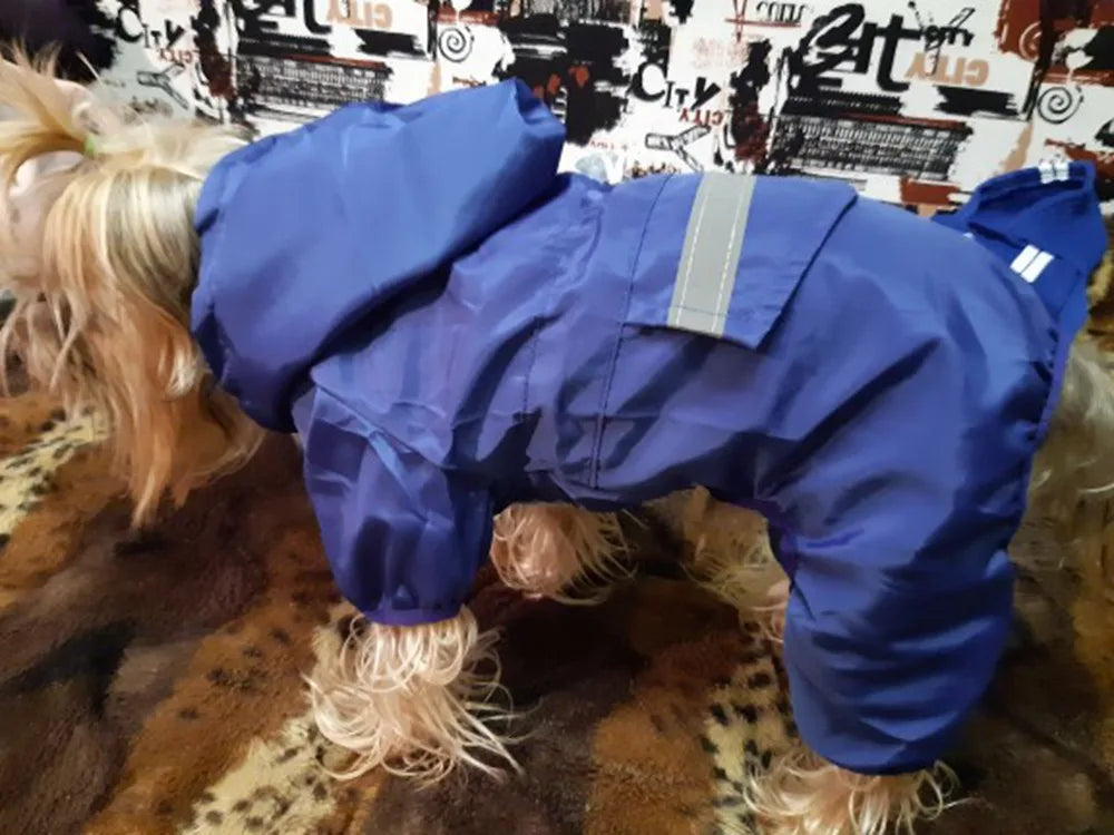 Dogs Raincoat Adjustable Puppy Dog Raincoat Waterproof 4 Legs Raincoat for Small Dogs Outdoor Pet Poncho with Reflective Strap