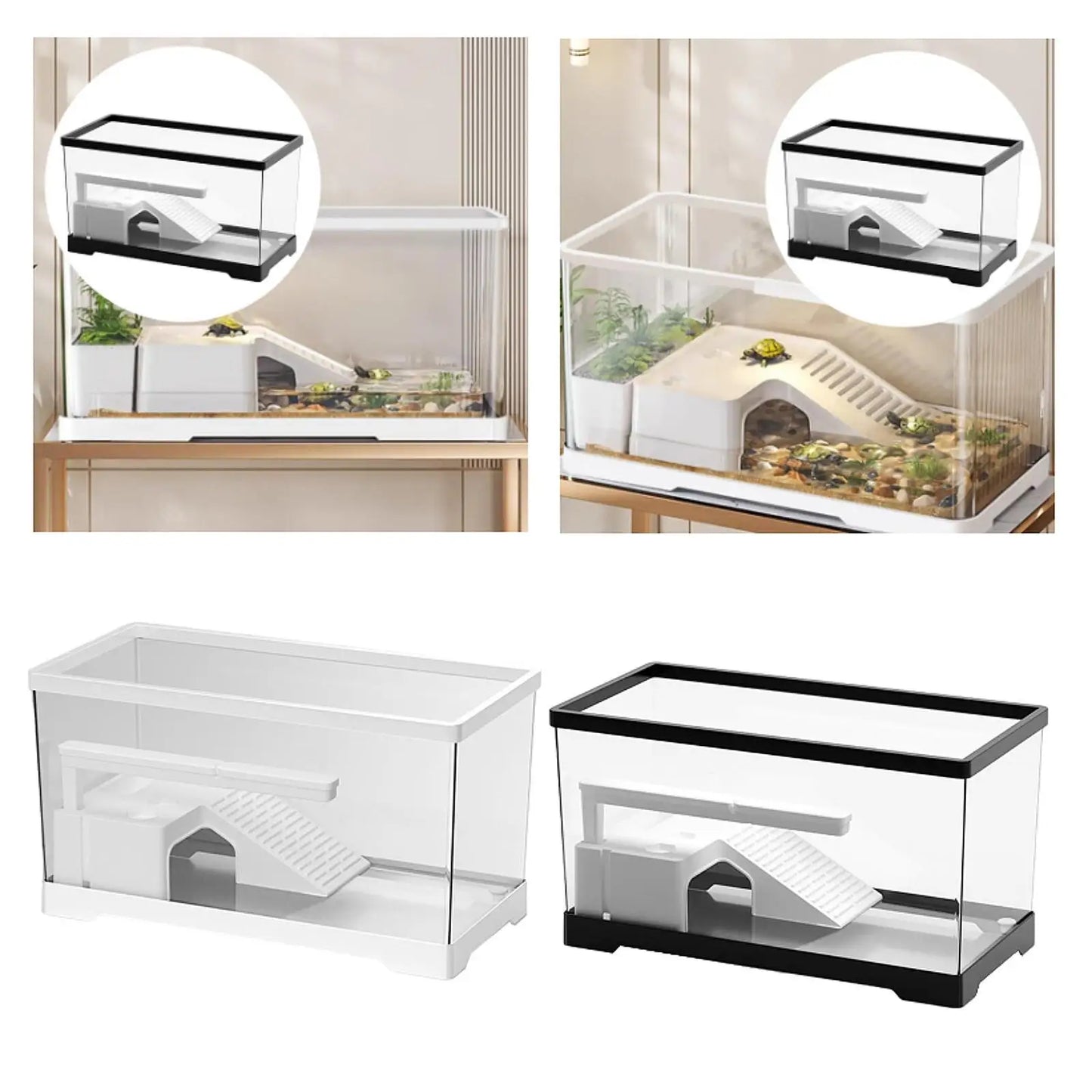 Turtle Tank Aquarium Hideout Terrapin Supplies Breeding Tortoise Enclosure Starter Turtle Habitat Reptile Habitat Indoor Decor
