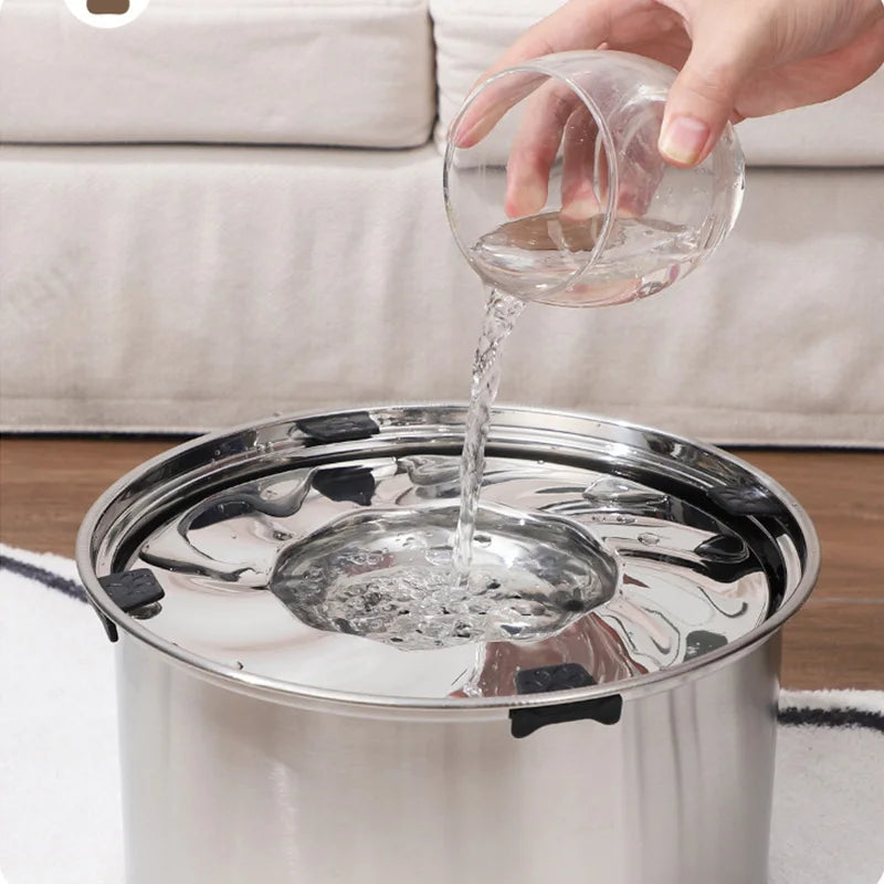 Big Capacity Stainless Steel Dog Floating Bowl, No Spill Anti-Splash Dog Water Dispenser, Non-Slip Dog Cat Pet Water Feeder Bowl