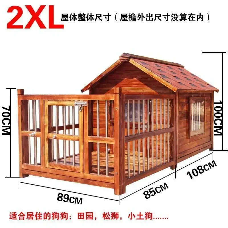 Outdoor Waterproof Solid Wood Kennel Medium and Large Dog Golden Retriever Kennel House Rainproof Outdoor Four Seasons