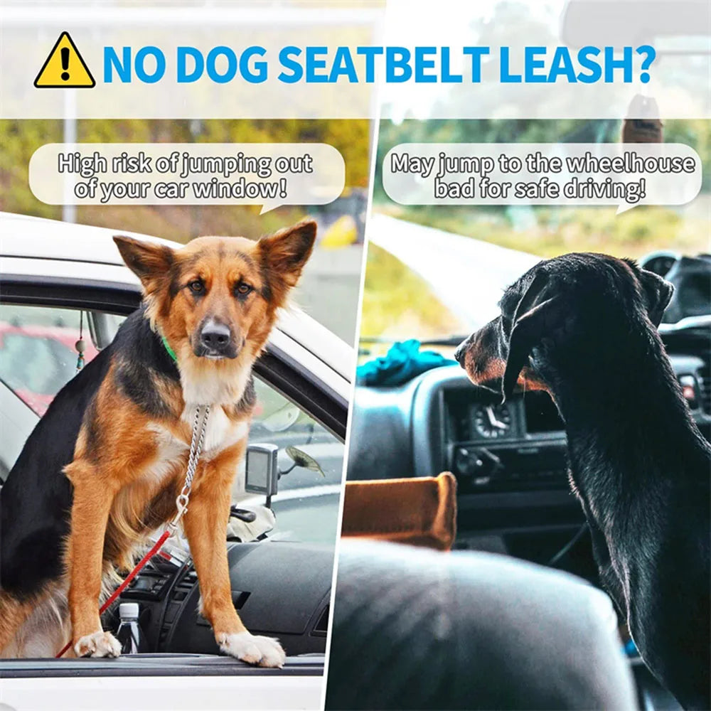 Dog Seat Belt Car Seatbelt Harness for Dogs Adjustable Durable Nylon Reflective Bungee Fabric Tether Car Travel Supplies for Pet