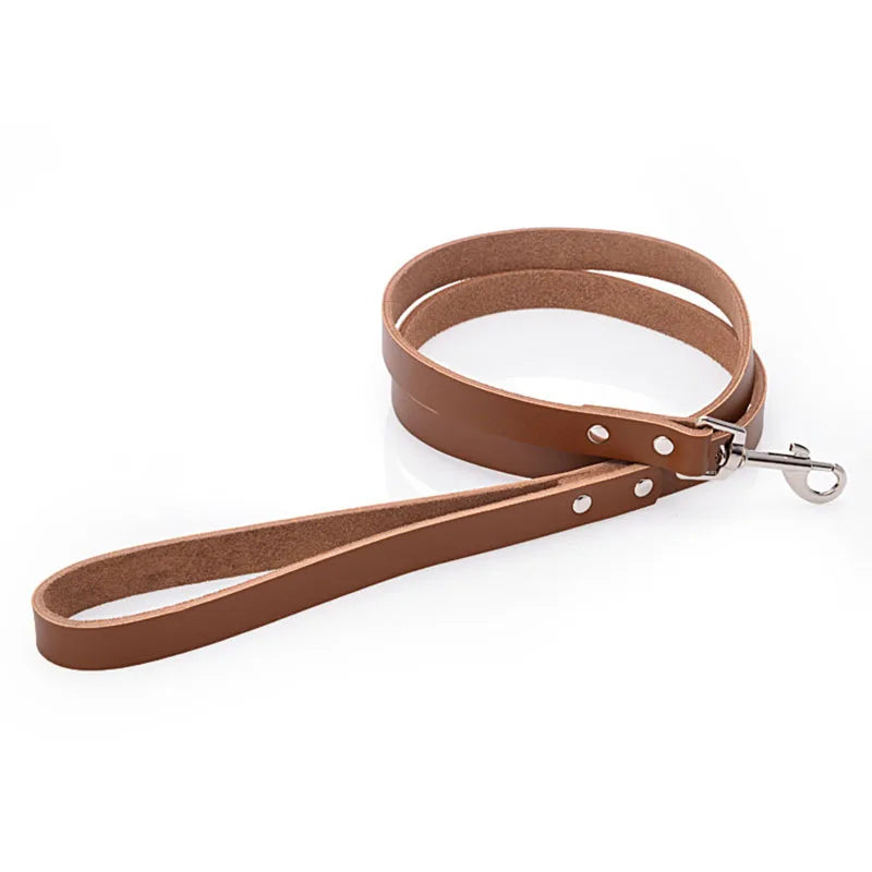 Adjustable Dog Collars Genuine Leather Pet Dog Collar Leash Lead For Small Medium Large Dogs Bulldog Pugs Beagle Dogs Supplies