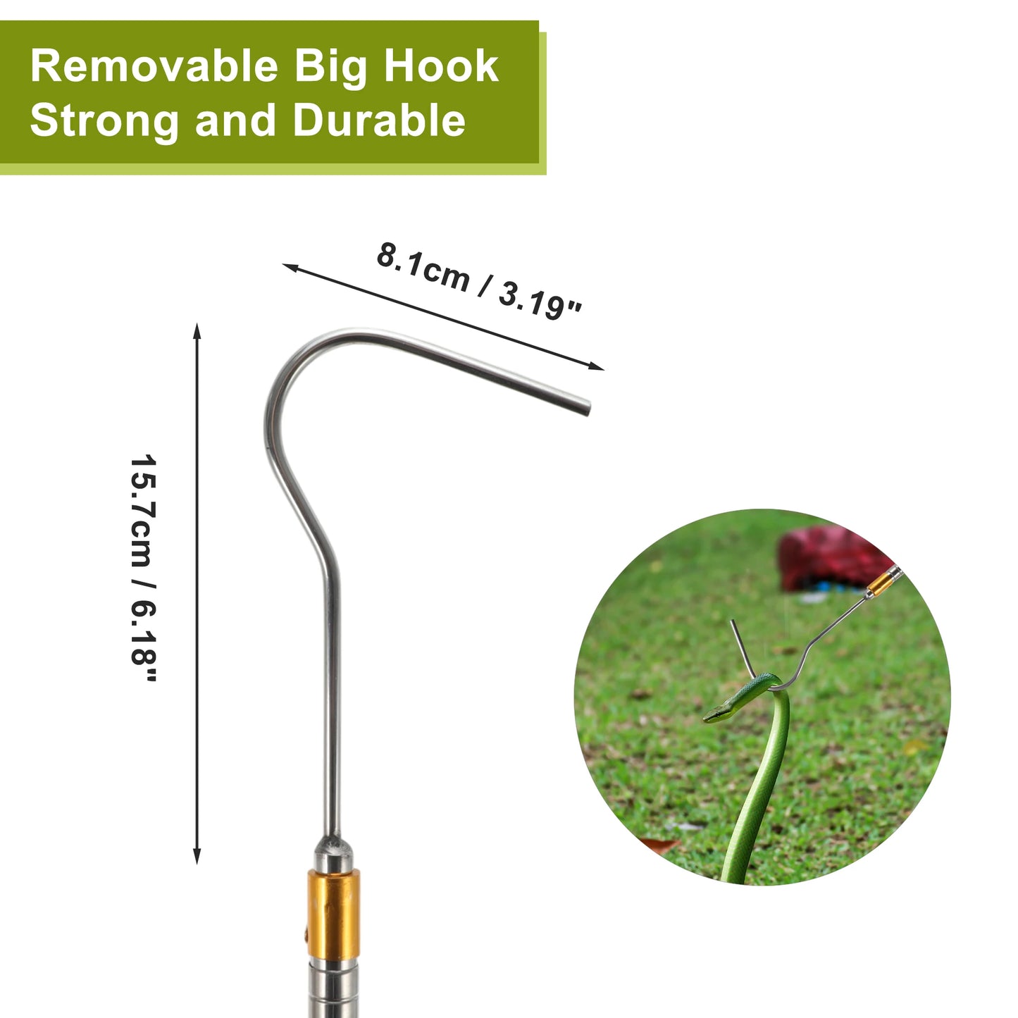 UXCELL Reptiles Amphibians Cleaning Tools Snake Hook Retractable Snake Catcher Snake Stick Snake Grabber Tool Black