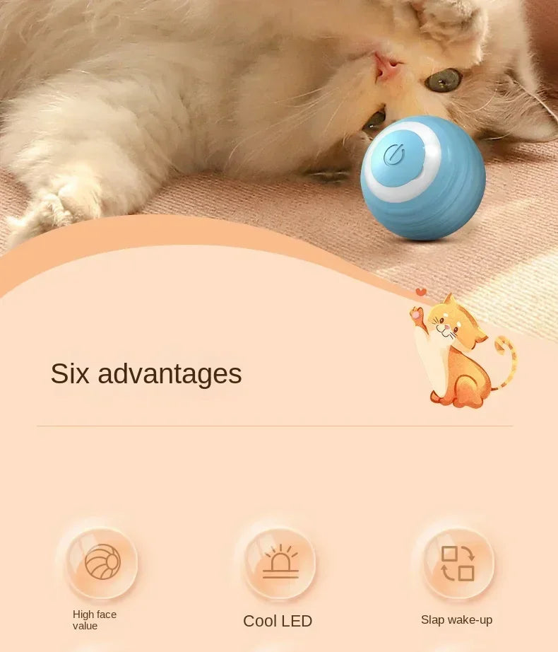 Funny Cat Ball Pet Toy Ball Gravity Rolling Ball Cat Self-Happiness Ball Bite-resistant and Boredom Relieving Automatic Rolling