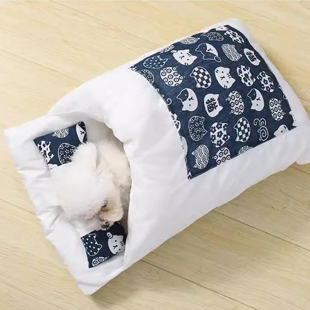 Creative Removable Cat Sleeping Bag Winter Warm Semi-enclosed Cat Bed New Japanese S/M/L Soft And Comfortable Cat House Beautifu