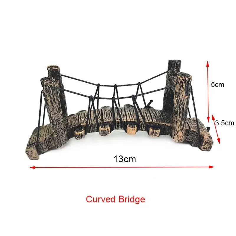 1pc Aquarium Resin Bridge Decoration Rocks Fish Tank Ornaments Decor Landscaping Rockery Mountain Bridge Hiding Cave Accessories