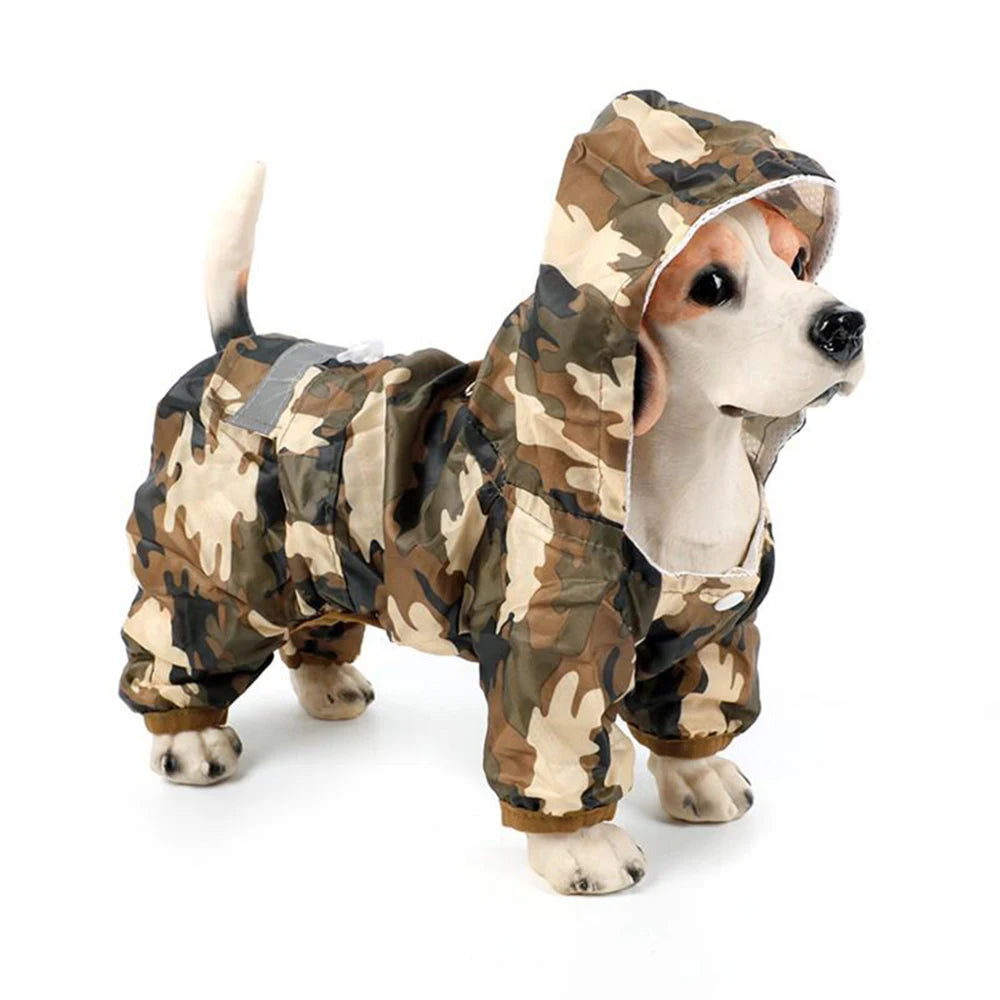 Dogs Raincoat Adjustable Puppy Dog Raincoat Waterproof 4 Legs Raincoat for Small Dogs Outdoor Pet Poncho with Reflective Strap