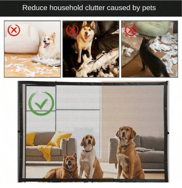 Pet Dog Fence Gate Safe Guard Safety Enclosure Folding Dog Fences Dog Gate The Ingenious Mesh Magic Pet Gate Pet Supplies