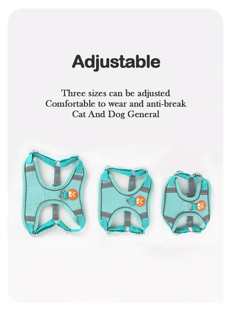 Pet Suede Chest Harness Vest Dog Strap Reflective Leash Retractable For Small Light And Convenientn