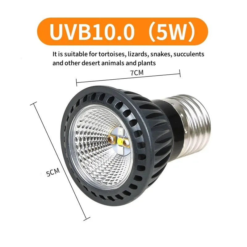 Reptile UVA UVB LED Light Turtle Sunbathe Heat Lamp Full Spectrum 5.0 10.0 Sun Lamp Sunbathe Heat Lamp for Lizard Reptiles