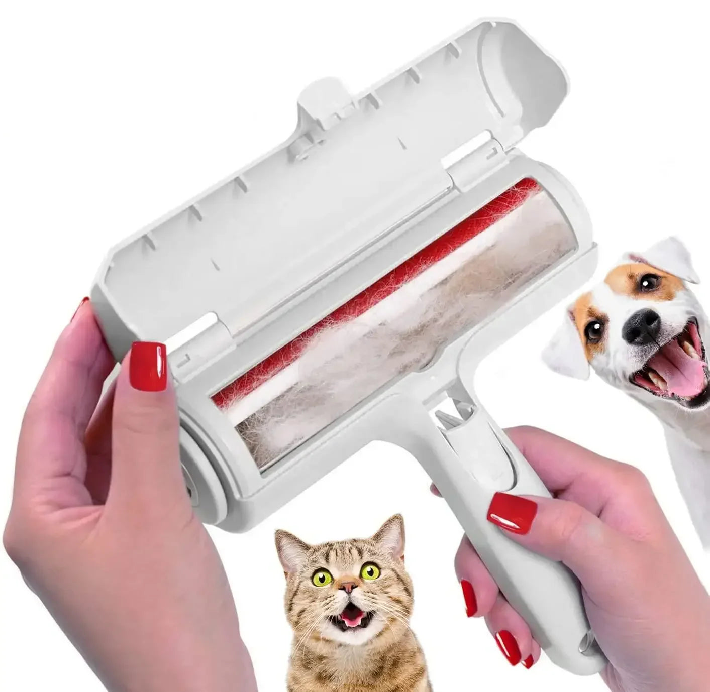 Pet Fur & Lint Roller With Self-Cleaning Base