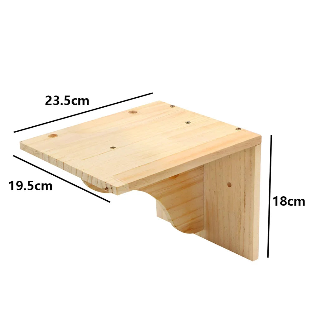 Cat Climbing Shelf Wall Mounted Cat Tree Four Step Stair Indoor Wood Scratching Post for Cat Wall Climbing Furniture Cat Hammock