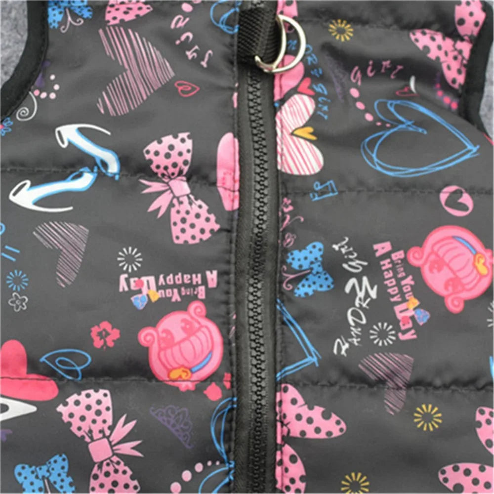 Windproof Pet Vest Jacket Winter Warm Big Dog Clothes Puppy Harness Clothing Funny Printed Coat for Small Medium Dogs Cats XS-XL