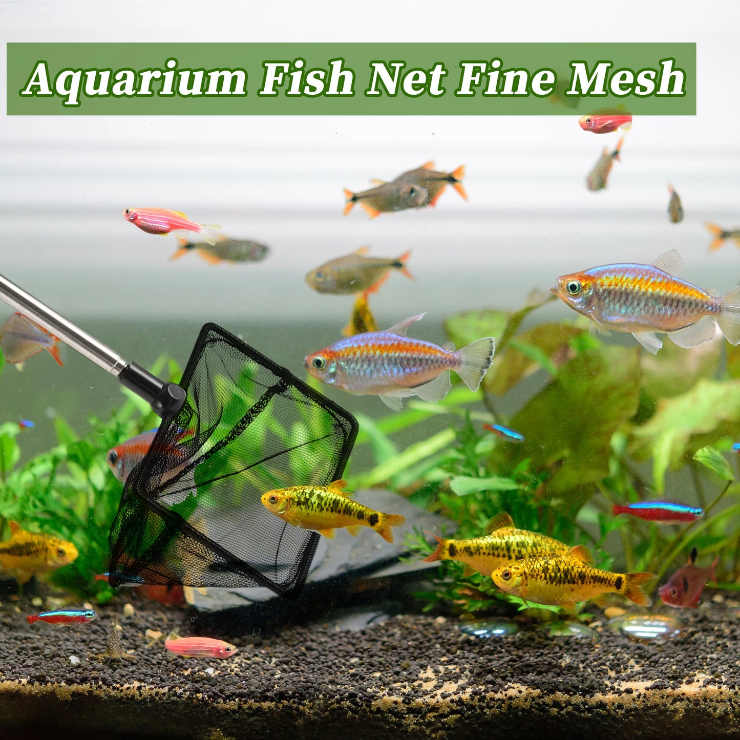 UXCELL Fishing Landing Net Handhold Fish Tank Net Stainless Steel Extendable Handle for Fish Tank Aquarium Accessories