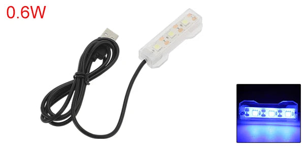 UXCELL Mini Aquarium Lamp USB Aquarium Lightings LED Desktop 3 Lamp Beads Fish Tank Light White/Blue/Red/Green/Yellow Light