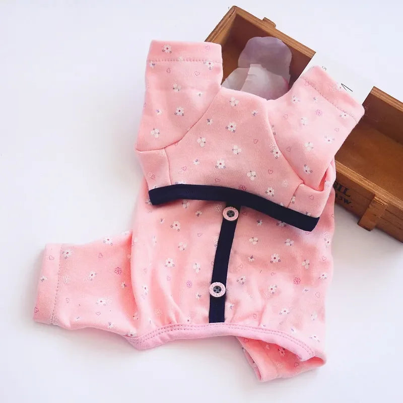 Dog Cat JumpSuit Shirt 100% Cotton Print Tracksuit For Small Cats Dogs Pet Puppy Floral Pajamas Pants T-Shirt Yorkies Chihuahua