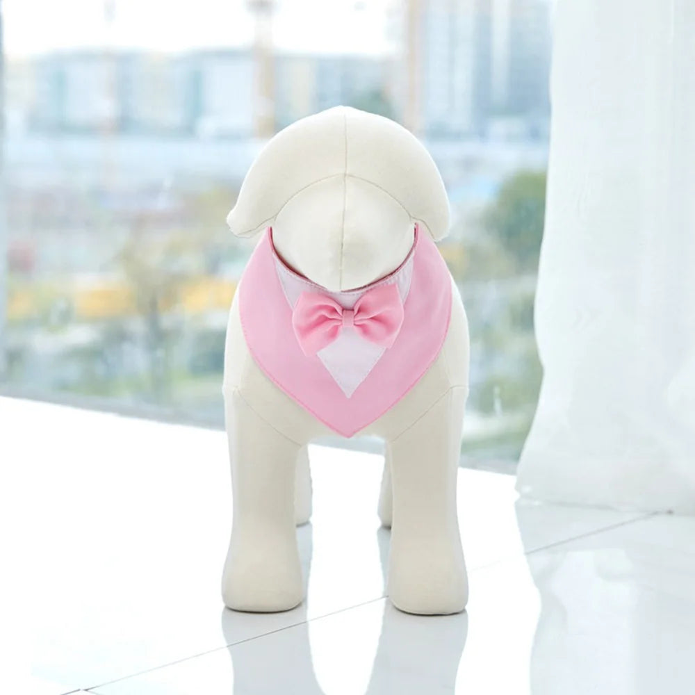 Pet Bow Tie Dog Collar Tuxedo Bandana Adjustable Formal Puppy Triangular Neck Wear for Wedding Birthday Dress-up Cosplay Party