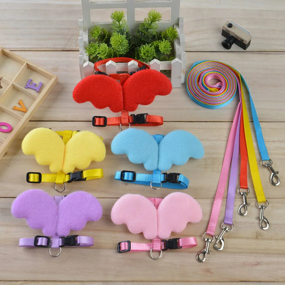 Small Animal Rabbit Harness with Leash Cute Bunny Collar Pet Bunny Supplies Cat Harness & Leash Set for Adult Guinea Pig Ferret