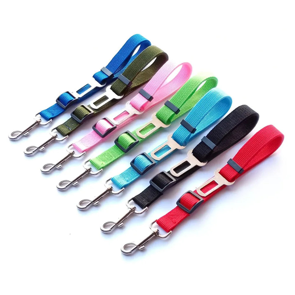 Dog Seat Belt Car Seatbelt Harness for Dogs Adjustable Durable Nylon Reflective Bungee Fabric Tether Car Travel Supplies for Pet