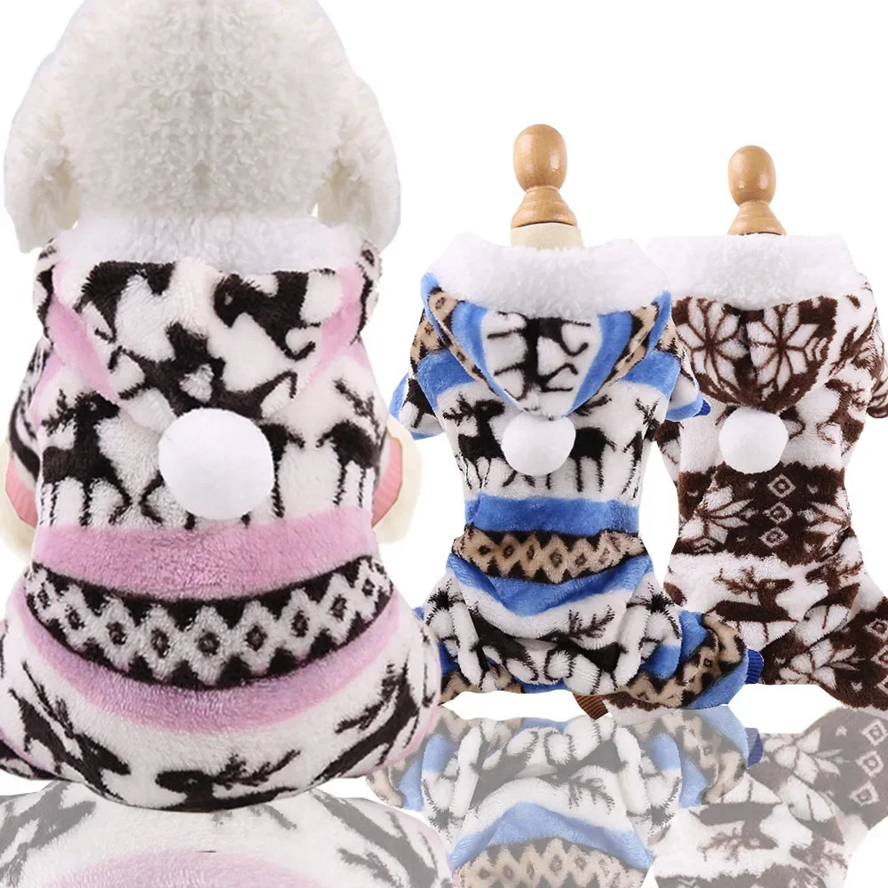 Pet Dog Soft Warm Jumpsuits Clothing for Dogs Pajamas Fleece Small Puppy Coat Pet Outfits Hoodie Clothing Cats Clothes Christmas