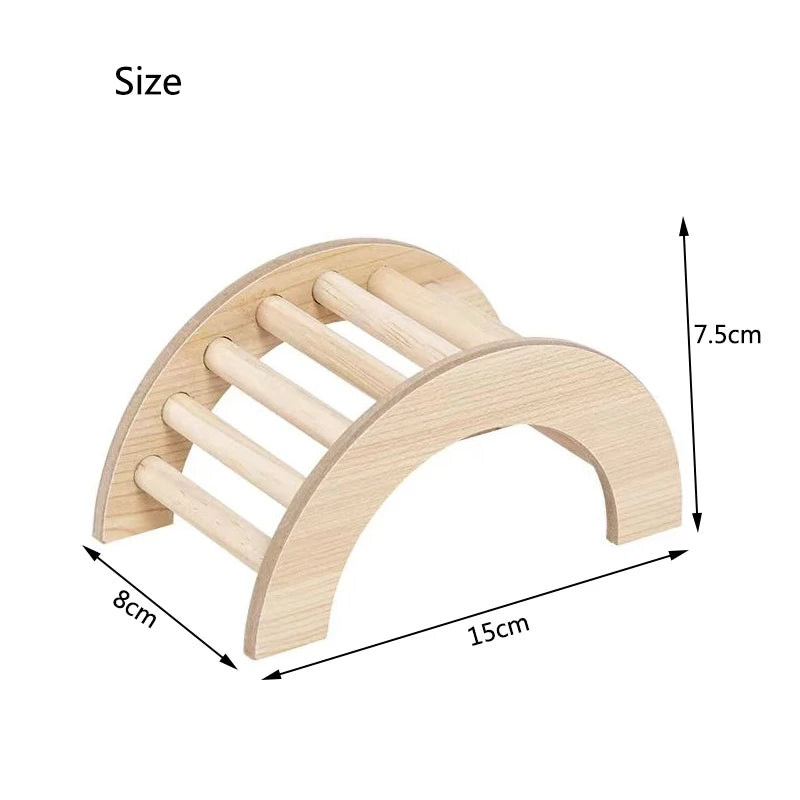 Smooth Hamster Hideaway Wooden Hamster House with Climbing Ladder Small Pet Castle Arch Bridge for Dwarf Mice Gerbils Small Pets