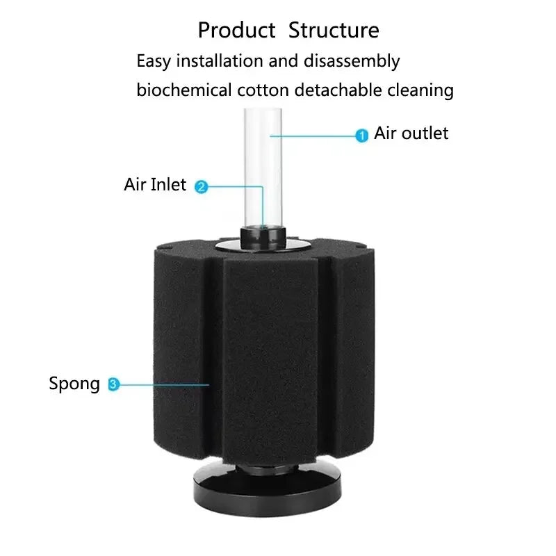 Black Aquarium Spong Filter for Fish Tank Air Pump Skimmer Biochemical Sponge Filter Aquarium Bio Filters Filtro Aquario Supply