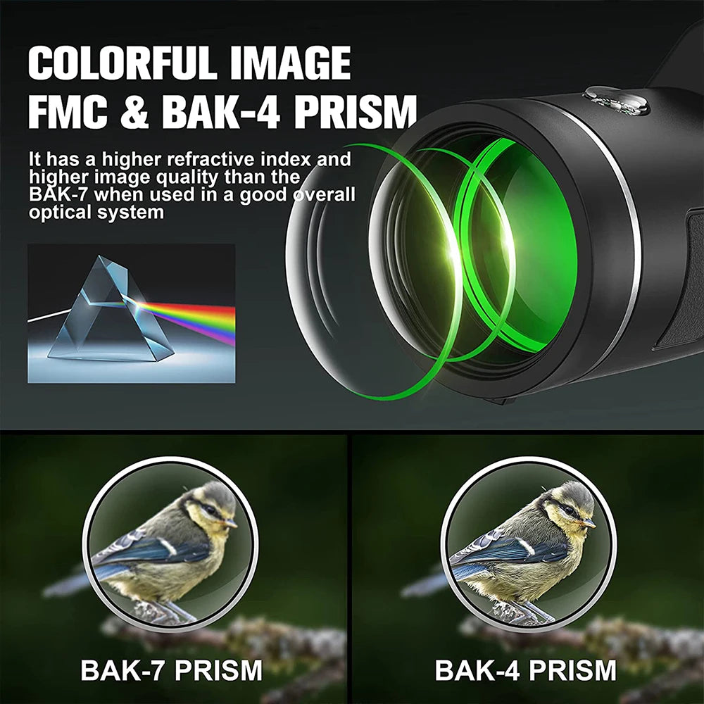 10x42 HD Powerful Portable Monocular Telescope BAK4 Prism for Outdoor Travel Camping,Hiking,Hunting,Bird watching, Holiday Gifts