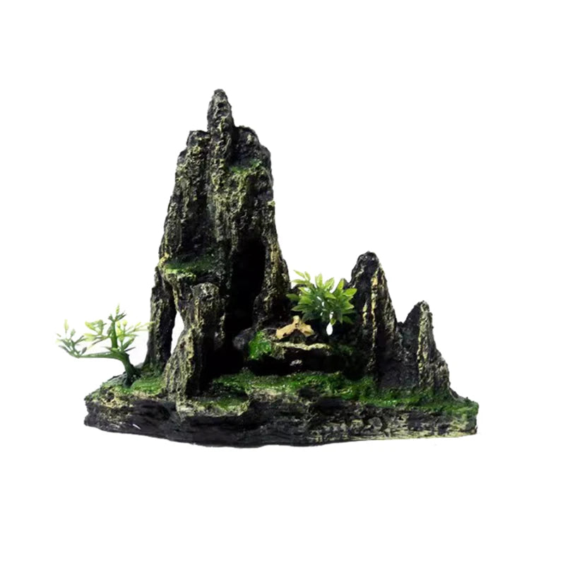 Resin Aquarium Rockery Mountain Decoration Artificial View Rock Cave Stone Tree Fish Tank Ornament Pet Supplies Home Decor