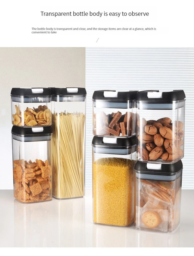 7pcs/set Food Storage Containers Plastic with Lids Kitchen Storage for Rice Sugar Flour Pasta Cereal Storage Containers
