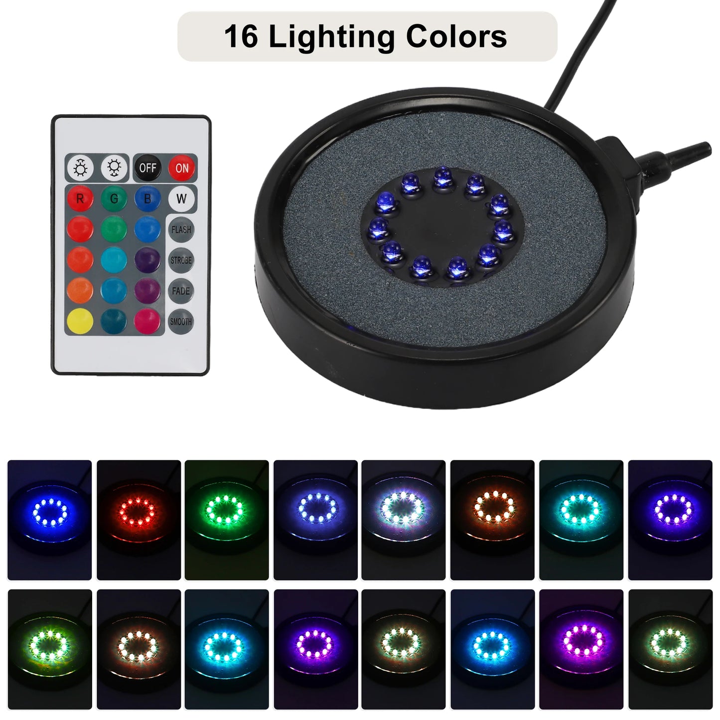 UXCELL LED Aquarium Air Bubble Light 16 Color Fish Tank Light Lamp Beads 1 Set for Fish Tank Fish and Aquatic Pet Supplies