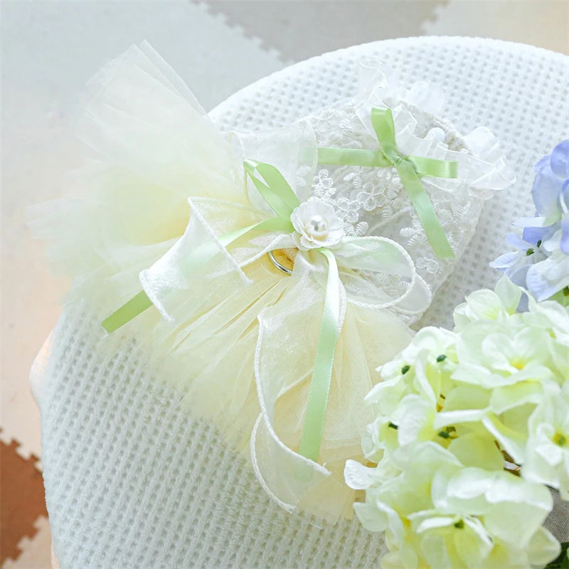 Summer White Puppy Veil Tutu Skirt Multi Layered Female Chihuahua Dresses for Sphinx Cat Wedding Party Small Medium Dog Clothes