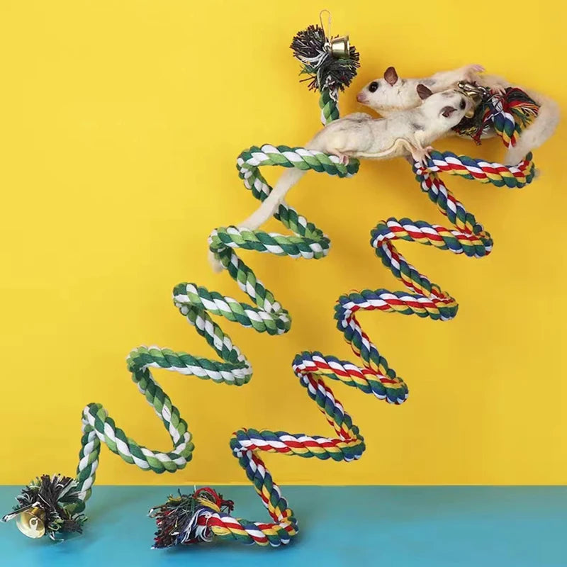 50/100/150/200cmParrot Bird Standing Toys Cotton Rope Colorful Toy Chew Perches for Bird Cage Standing Woven Rope Bird Accessory