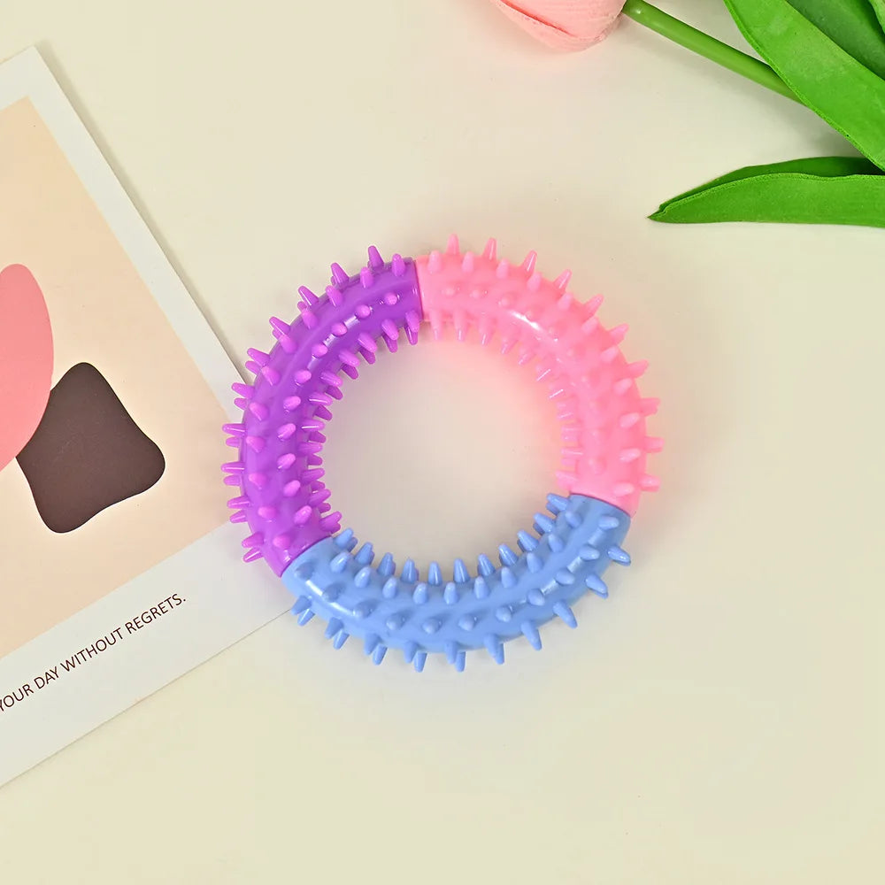 Soft TPR Rubber Ring Spiky Dog Chew Toys for Small Medium Dogs Puppy Dental Teething Cleaning Pet Supplies