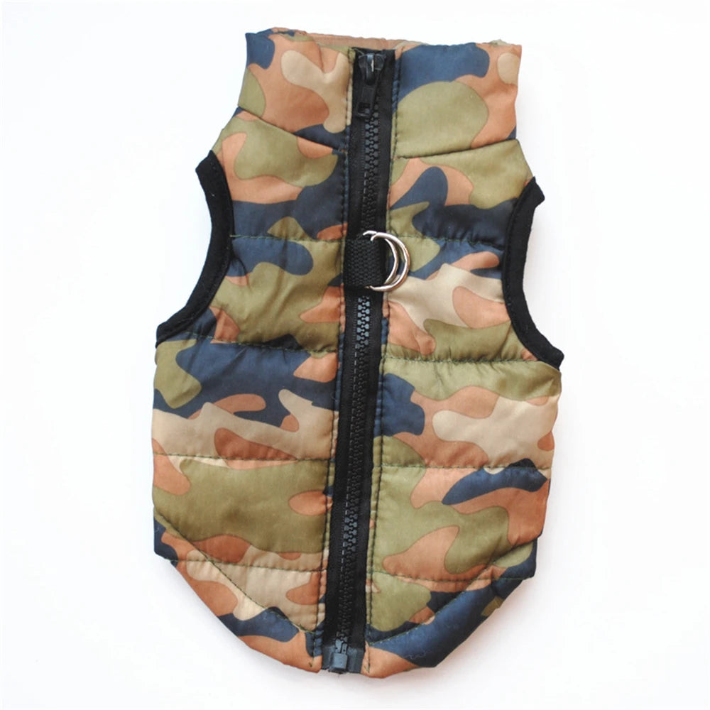 Windproof Pet Vest Jacket Winter Warm Big Dog Clothes Puppy Harness Clothing Funny Printed Coat for Small Medium Dogs Cats XS-XL