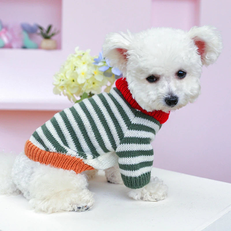 Designer Knitted Dog Sweaters Solid Color Autumn Winter Warm Pet Cat Clothing Chihuahua Lightweight Clothes for Small Dogs
