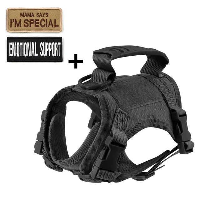 Tactical Small Dog Cat Harness Leash with Patches Working Training Puppy Straps with Handle Soft Mesh Adjustable Pet K9 Vest