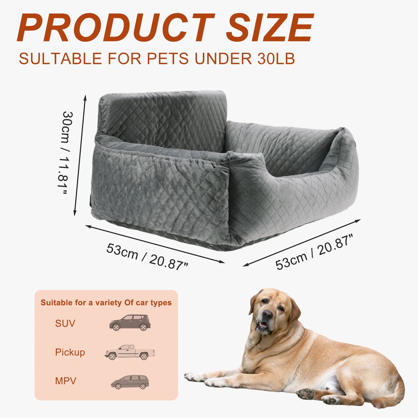 UXCELL Stylish Dog Travel Car Seat Casual Silod Dog Beds Mats Booster for Small Medium Dogs Safe Comfortable with Seat Belt