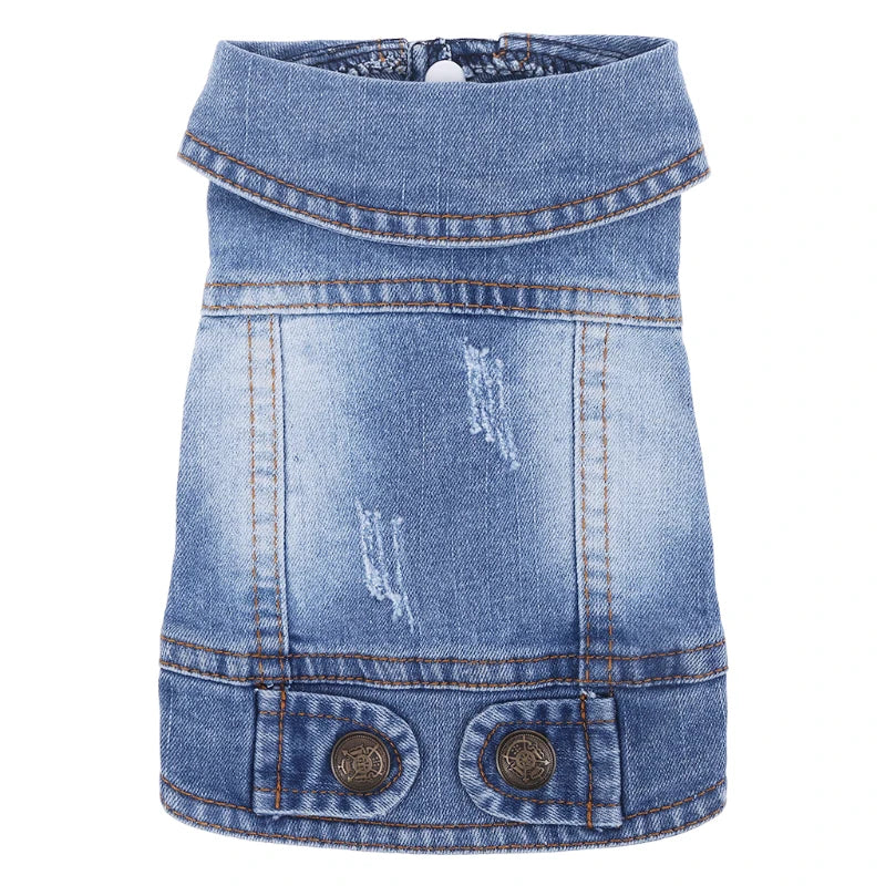 Dog Cat Clothes Jeans Jacket for Small Medium Dogs Beagle Yorkie Chihuahua Dark Wash Denim Coat Spring Autumn Pet Apparel