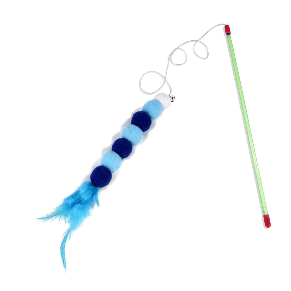 1 PCs New Elastic String Imitated Furs Bug Funny Cat Stick Suitable for Cats