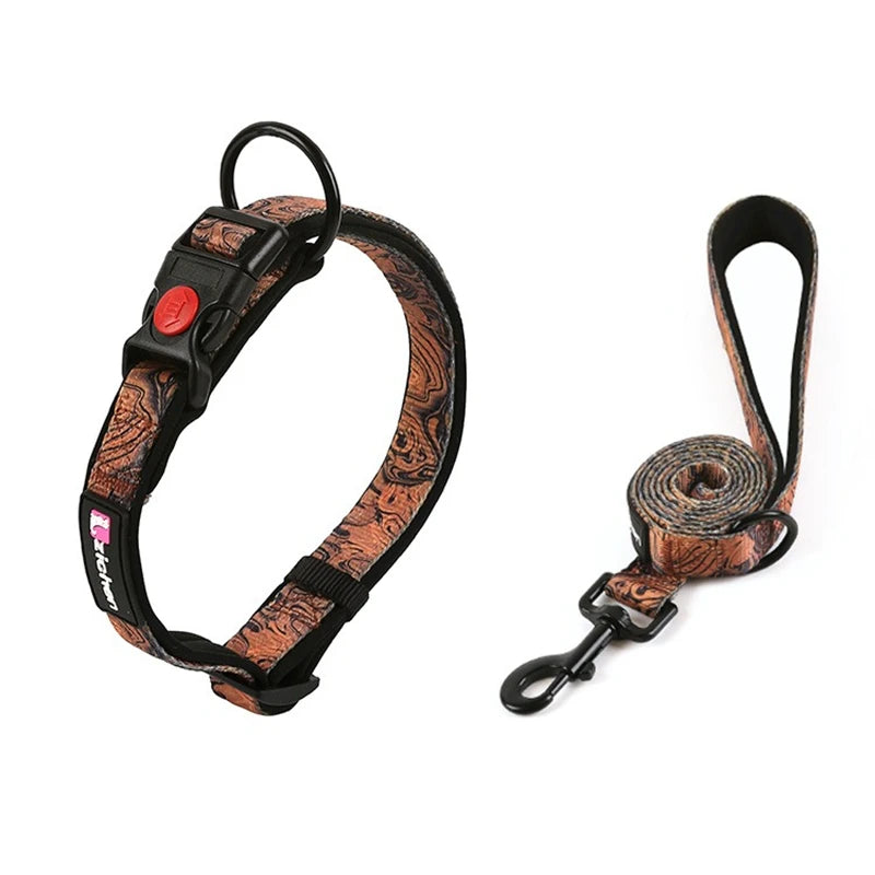 Adjustable Pet Dog Collars Color Graffiti Soft Cotton Leash Accessories Walking Exercise Safety French Bulldog Puppy Chain