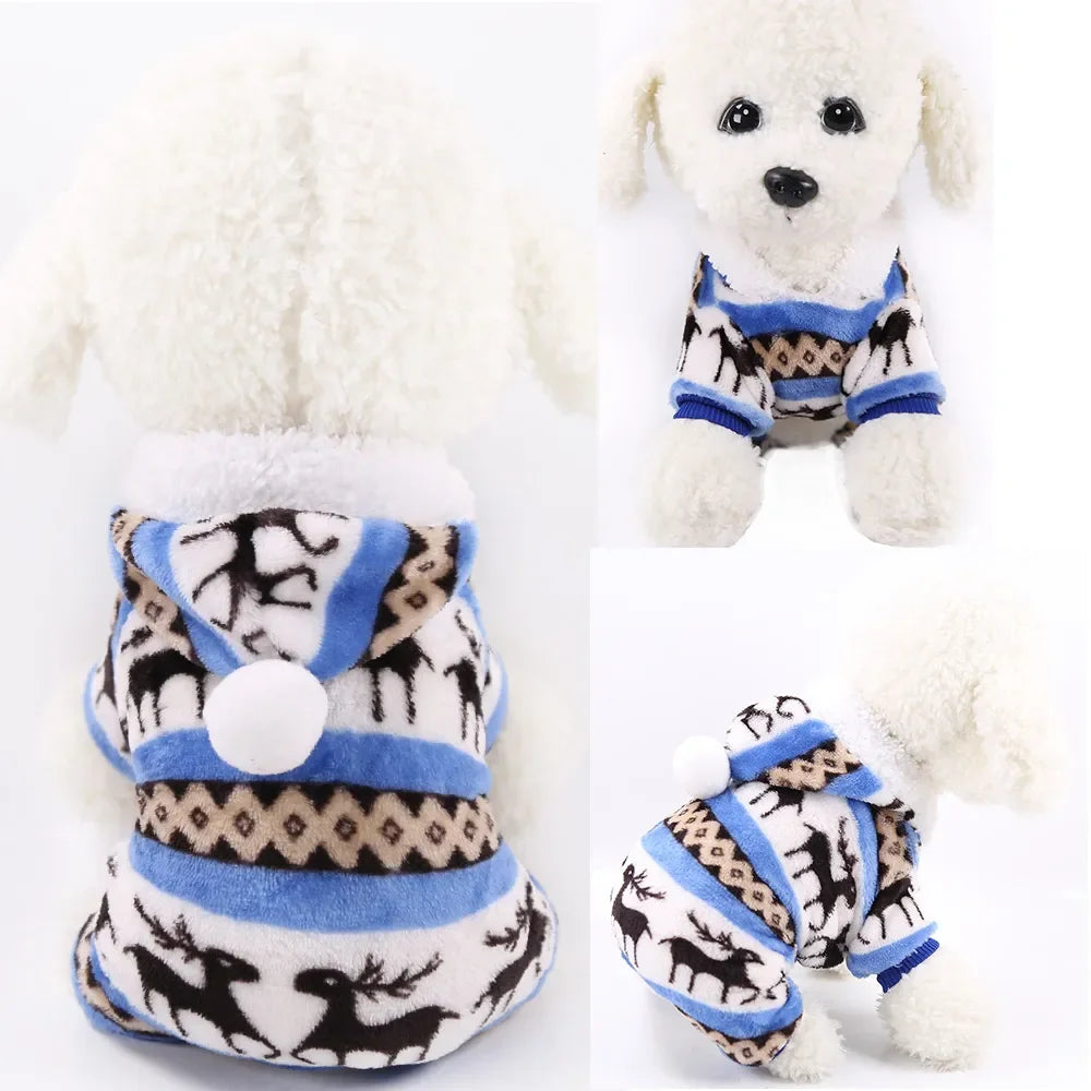 Pet Dog Soft Warm Jumpsuits Clothing for Dogs Pajamas Fleece Small Puppy Coat Pet Outfits Hoodie Clothing Cats Clothes Christmas