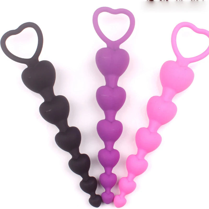 2023 New Heart beads Soft Anal Plug anus Toys Big Balls Silicone G-Spot Stimulating Butt Plugs Adult Sex Couple Sexy