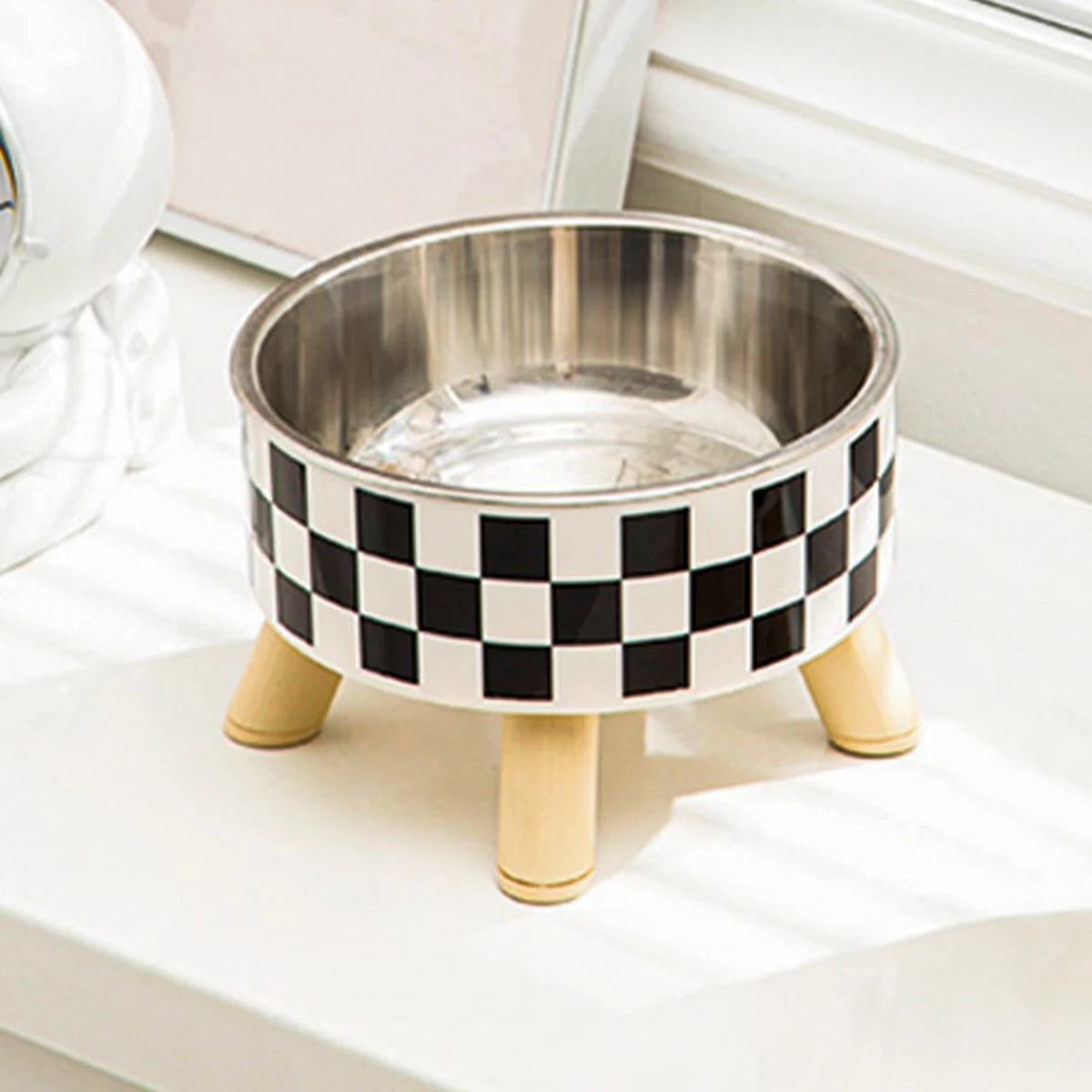 A Cat Bowl For Cats And Dogs, Simple Polka-dot Stainless Steel Pet Tall Bowl, Drinking Water, Anti-overturn Water Bowl, Food Bas