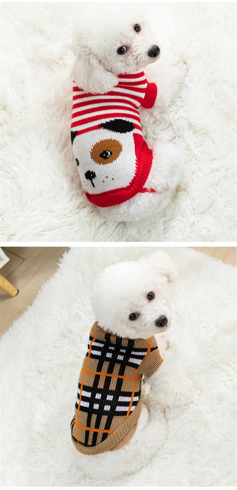 Luxury Designer Clothes for Dogs Cartoon Animal High Collar Winter Chihuahua Clothing Pet Keep Warm Winter Christmas Cat Sweater