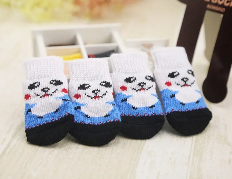 4pcs/Set Dog Shoes For Small Dogs Anti Slip Cat Socks For Cat Cute Dog Socks Pet Chihuahua Dog Clothes Christmas Dog Accessories