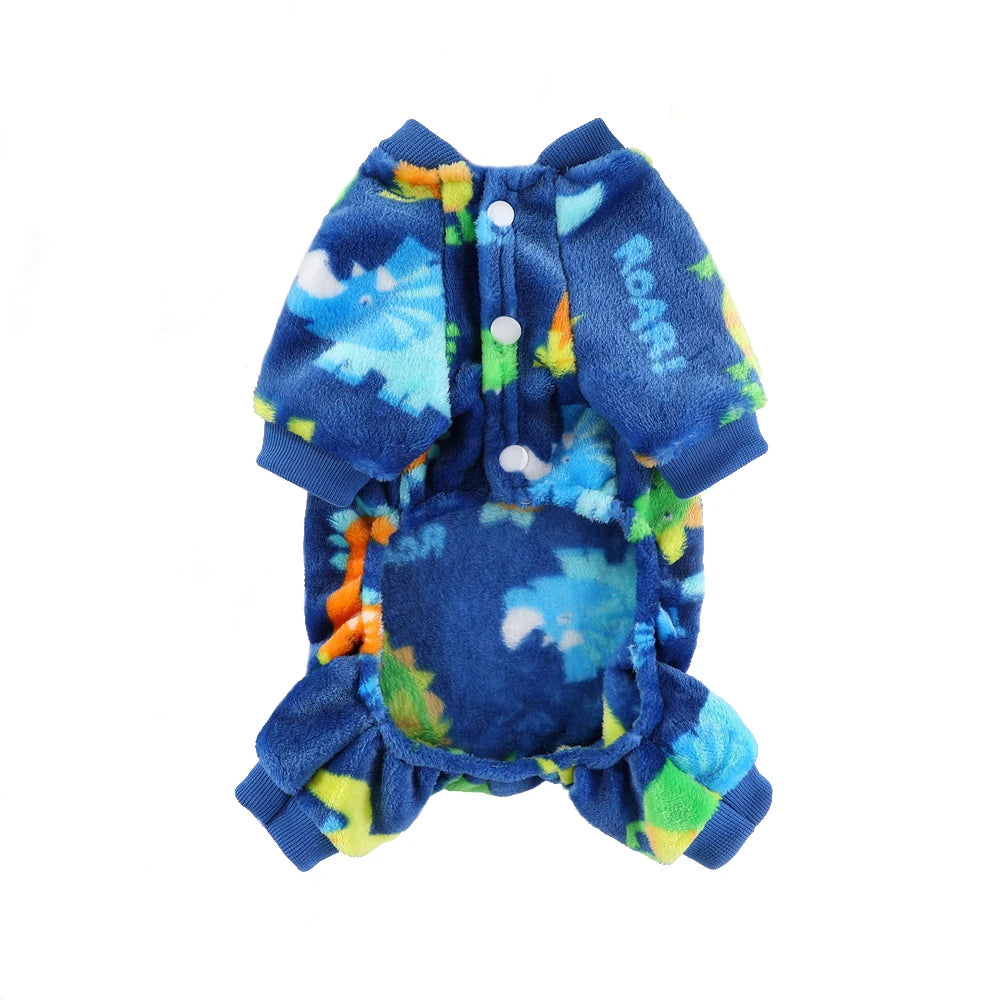 Soft Flannel Dog Pajamas for Small Medium Large Dogs, Cartoon Animals Bear Dinosaurs Print Puppy Onesie Winter Dog Jumpsuit